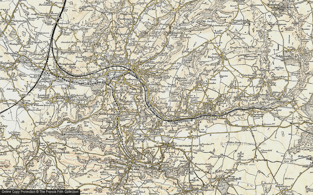 Old Map of Historic Map covering Middle Lypiatt in 1898-1900