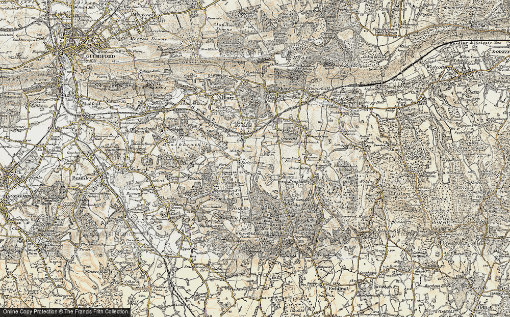 Old Map of Historic Map covering Farley Heath in 1897-1909