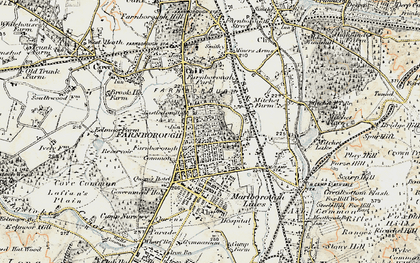 Old map of Farnborough in 1897-1909