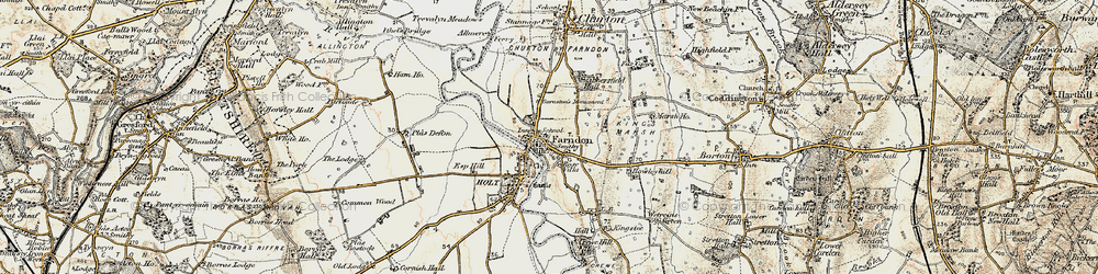 Old map of Farndon in 1902-1903