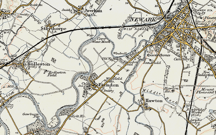 Old map of Fosse Way (Roman Road) in 1902-1903