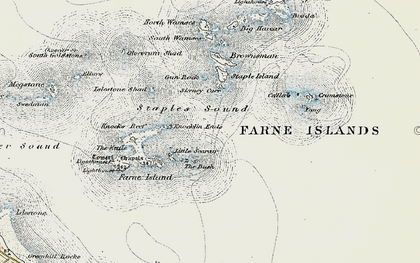 Old map of Farne Islands in 1901-1903