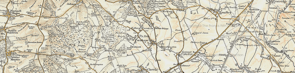Old map of Farnham in 1897-1909
