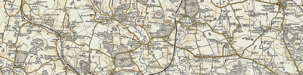 Old map of Farnham in 1898-1901