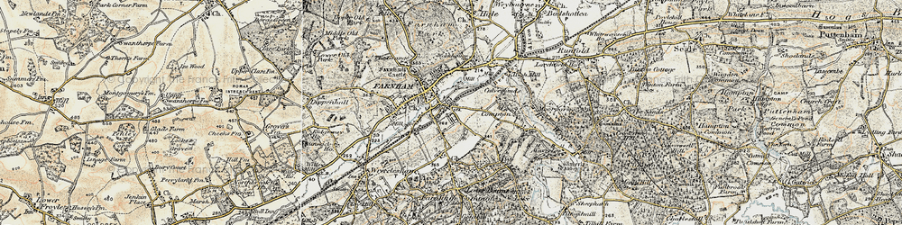Old map of Farnham in 1898-1909