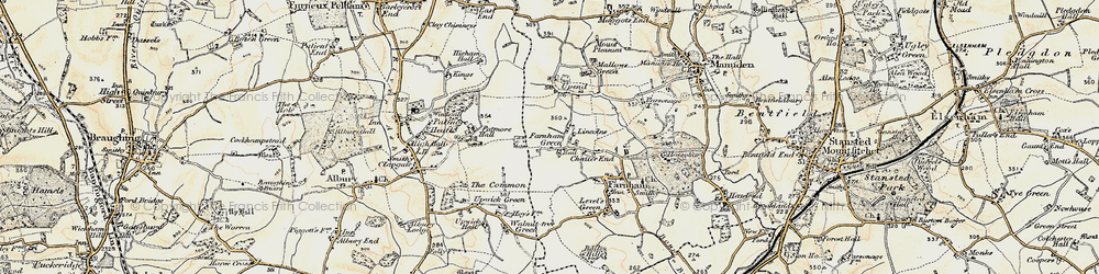 Old map of Farnham Green in 1898-1899
