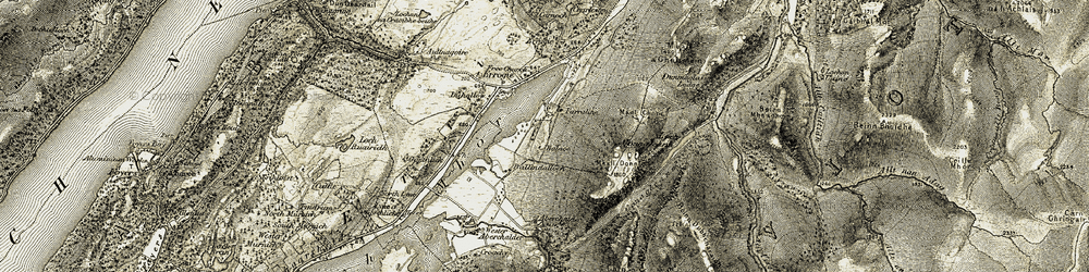 Old map of Farraline in 1908-1912