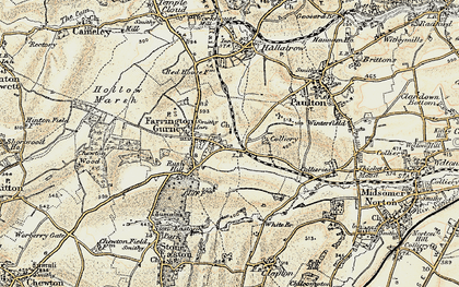 Old map of Farrington Gurney in 1899