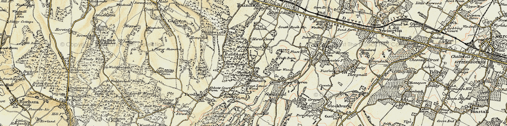 Old map of Farthing Corner in 1897-1898