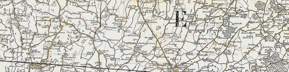 Old map of Farthing Green in 1897-1898