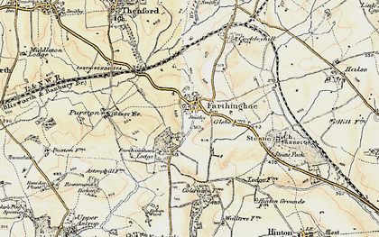Old map of Farthinghoe in 1898-1901