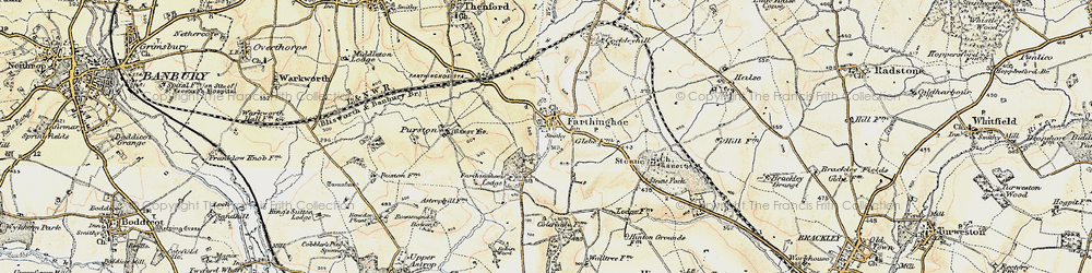 Old map of Farthinghoe in 1898-1901