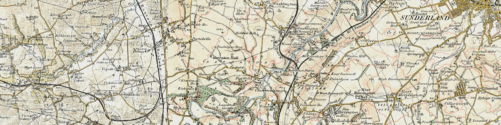 Old map of Fatfield in 1901-1904