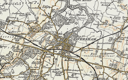 Old map of Faversham in 1897-1898