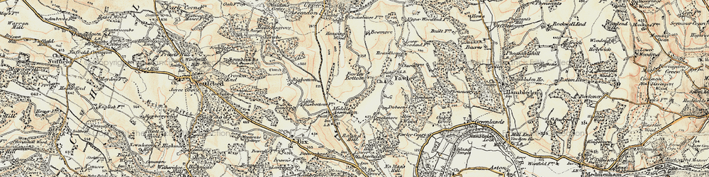 Old map of Fawley Bottom in 1897-1898