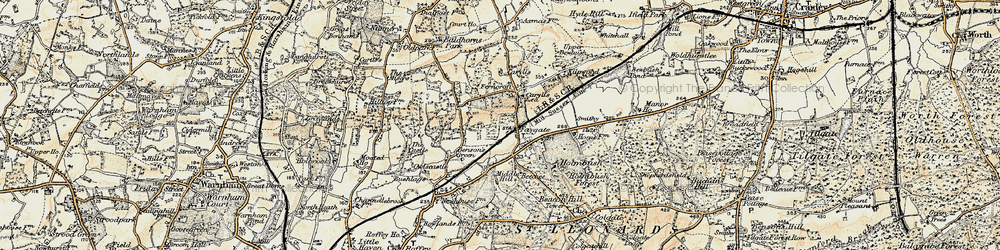 Old map of Middle Hill in 1898-1909