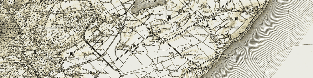 Old map of Fearn in 1911-1912