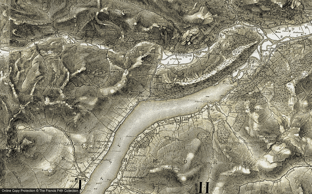 Old Map of Historic Map covering Achianich in 1906-1908