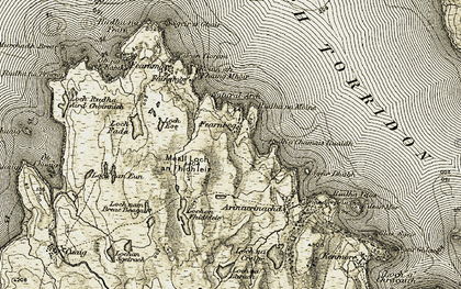 Old map of Fearnbeg in 1908-1909