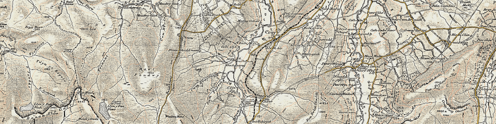 Old map of Aberhyddnant in 1900-1901