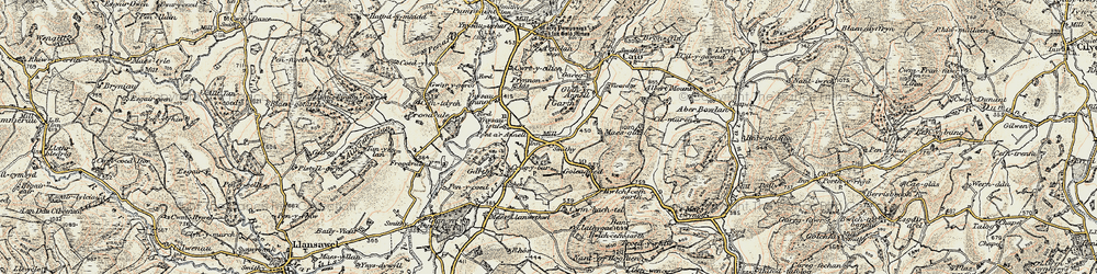 Old map of Ynysau-isaf in 1900-1902