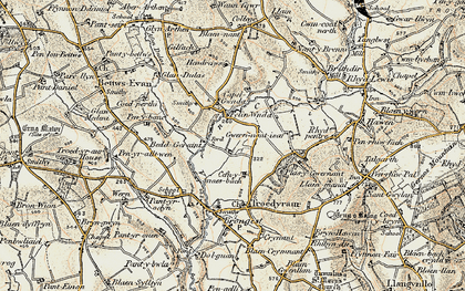 Old map of Afon Ceri in 1901
