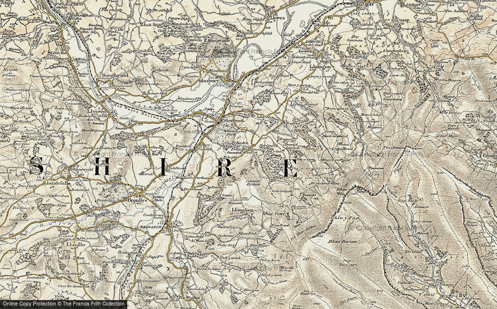 Old Map of Historic Map covering Bradwys in 1900-1902