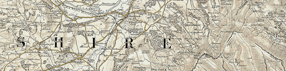 Old map of Bradwys in 1900-1902