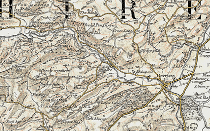 Old map of Lower Cefn in 1902-1903