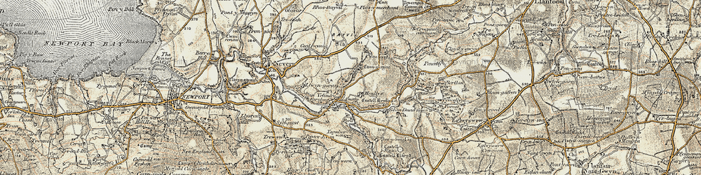 Old map of Berllan in 1901