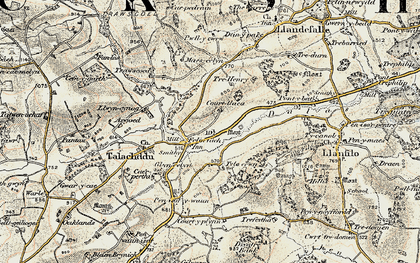 Old map of Felinfach in 1900-1901