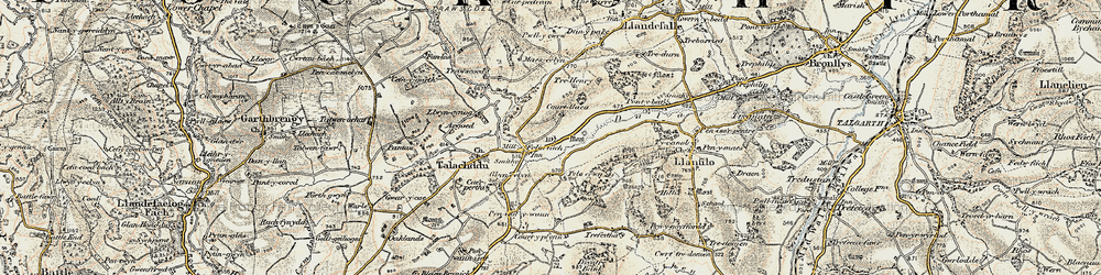 Old map of Felinfach in 1900-1901
