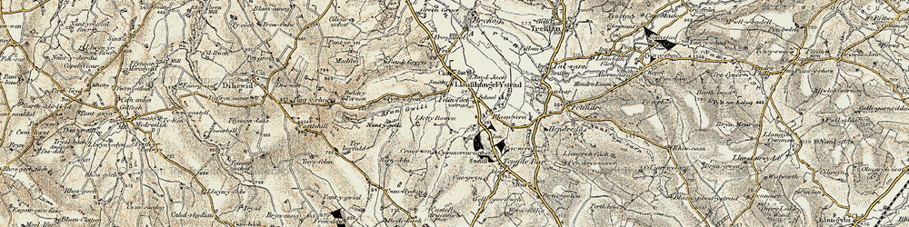 Old map of Felinfach in 1901-1903