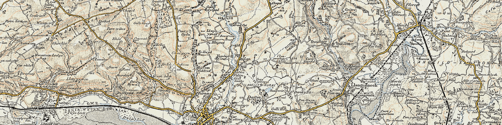 Old map of Felinfoel in 1900-1901