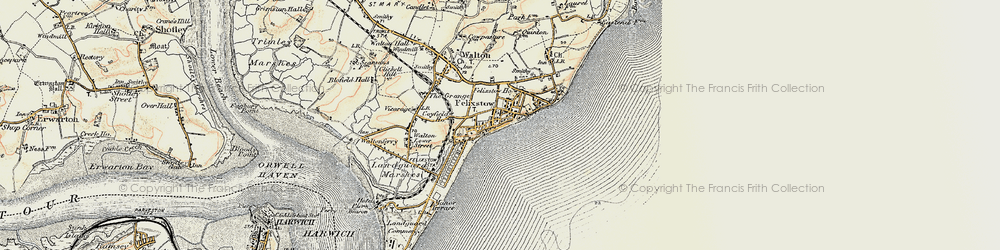 Old map of Felixstowe in 1898-1901