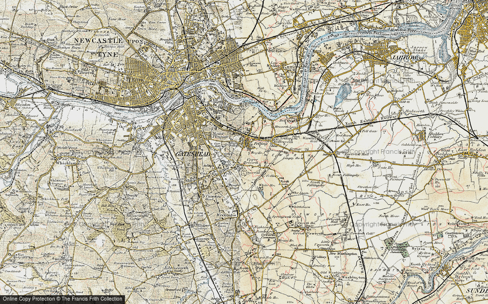 OLD ORDNANCE SURVEY MAP NEWCASTLE & GATESHEAD 1914 BIGG MARKET PETERBOROUGH ST 