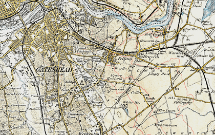Old map of Felling in 1901-1904
