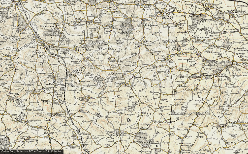 Old Map of Historic Map covering Bradfield Woods (Nature Reserve) in 1899-1901