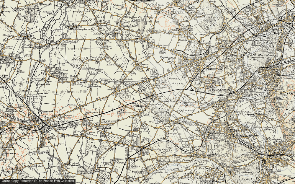 Old Map of Feltham, 1897-1909 in 1897-1909