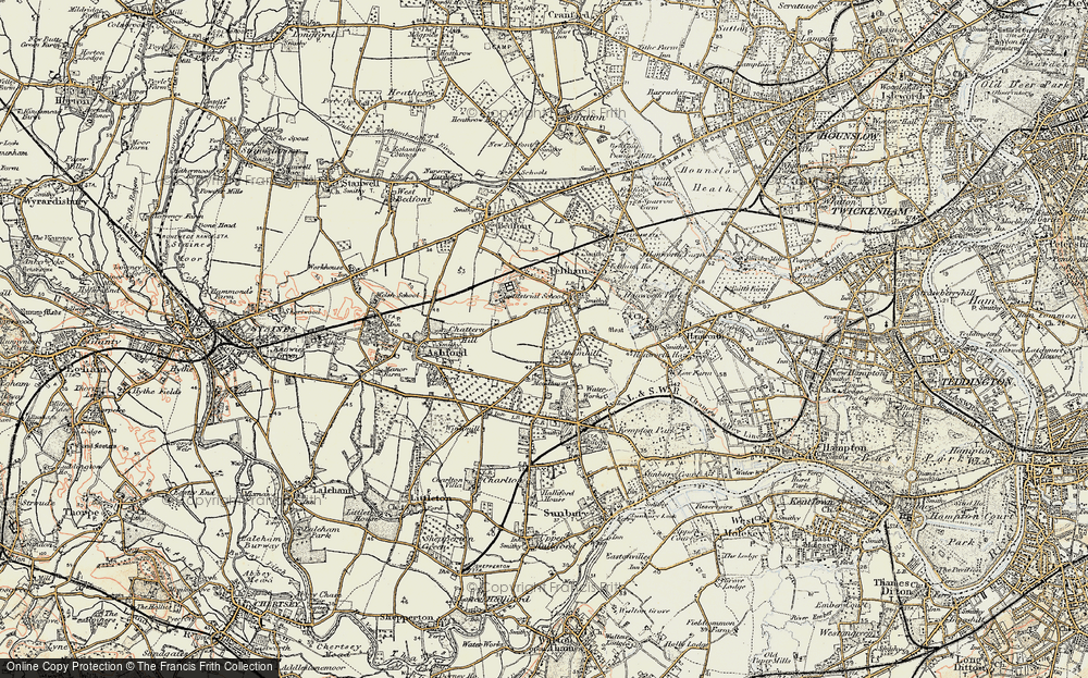 Old Map of Felthamhill, 1897-1909 in 1897-1909