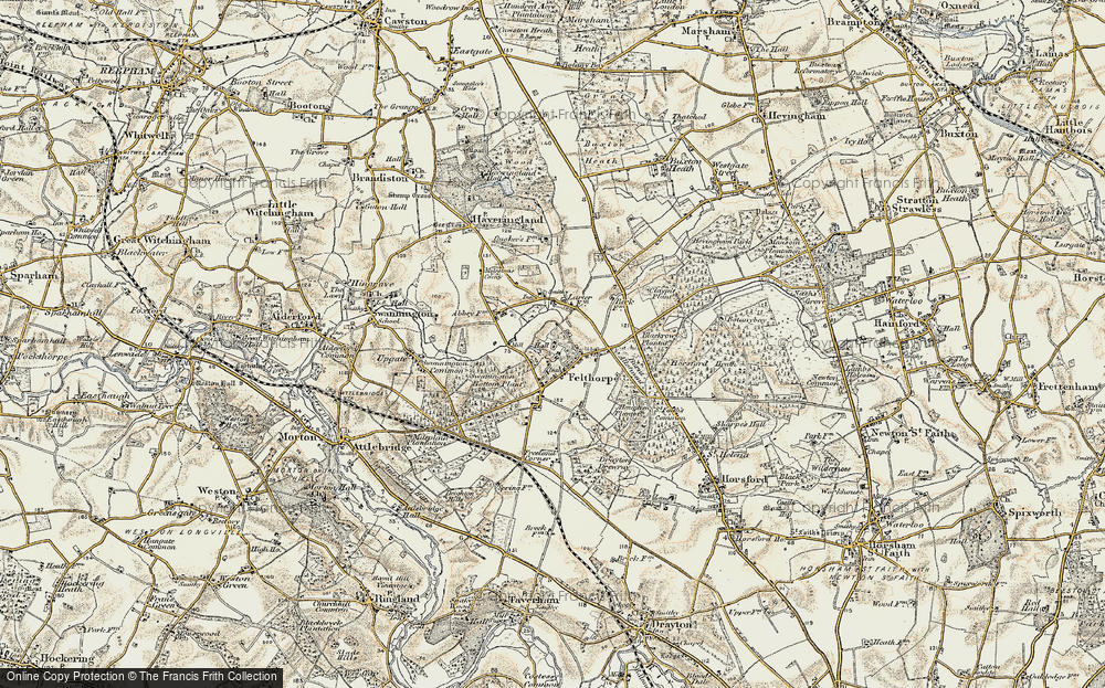 Old Map of Historic Map covering Blackrow Plantn in 1901-1902