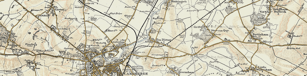 Old map of Fen Ditton in 1899-1901
