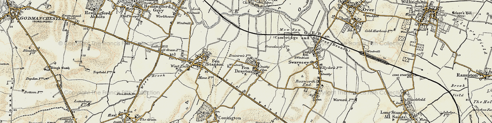 Old map of Fen Drayton in 1901