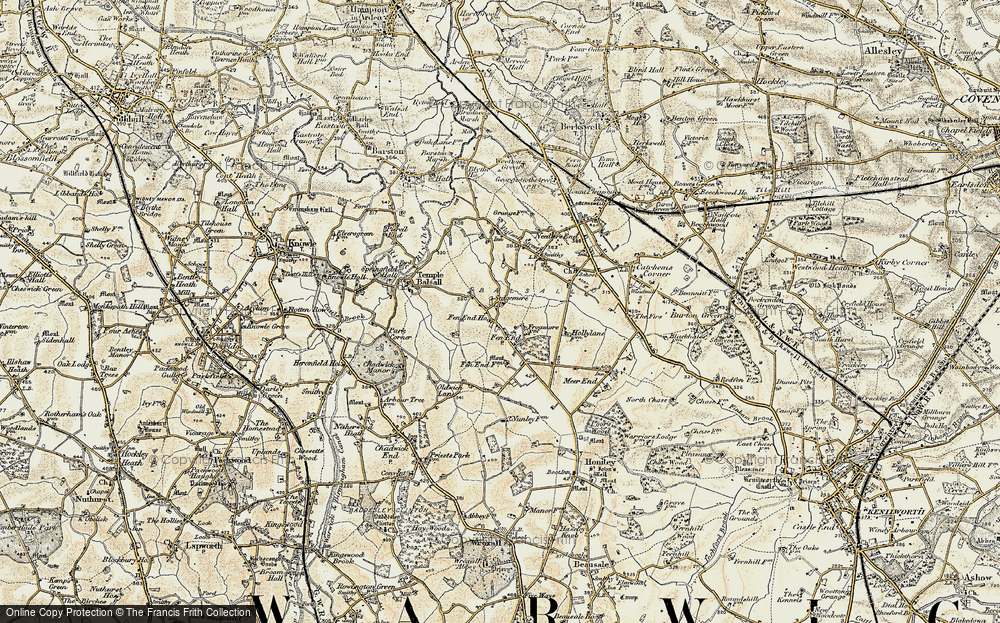 Old Map of Historic Map covering Balsall Lodge in 1901-1902