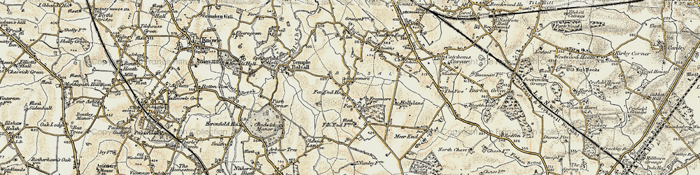 Old map of Fen End in 1901-1902