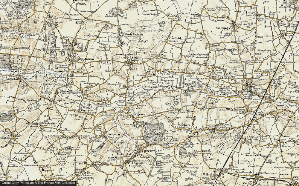 Old Map of Historic Map covering River Waveney in 1901