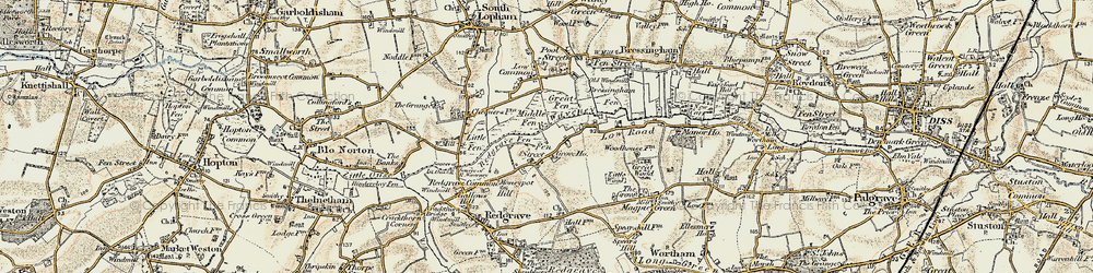 Old map of River Waveney in 1901