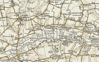 Old map of Bressingham Fen in 1901