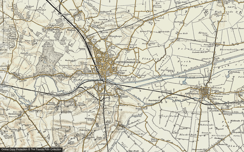 Old Map of Fengate, 1901-1902 in 1901-1902