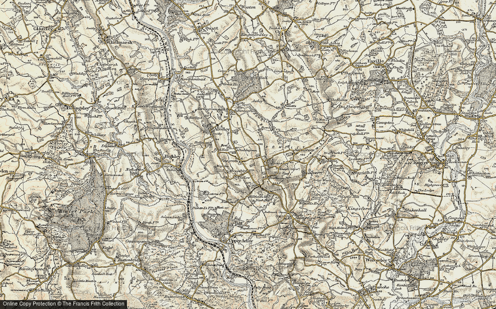 Old Map of Historic Map covering Bowhills Dingle in 1901-1902